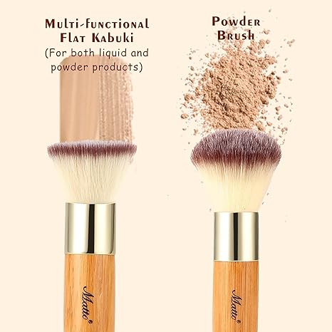 Set 2 Pieces Face Blush Kabuki Powder Foundation Makeup Brushes